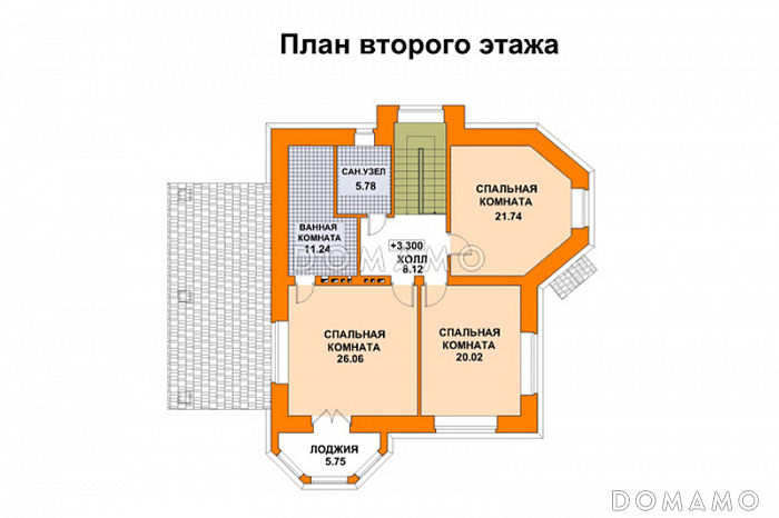 Проект дома из СИП панелей с многощипцовой крышей / План мансардного этажа