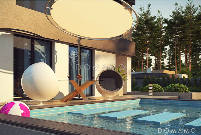 Проект современного двухэтажного дома из газобетона в стиле кубизм с пристроенным гаражом для двух автомобилей 