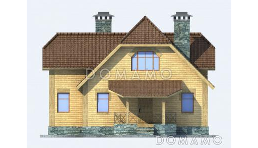 Проект деревянного дома с квадратной ванной комнатой / Фасад 3