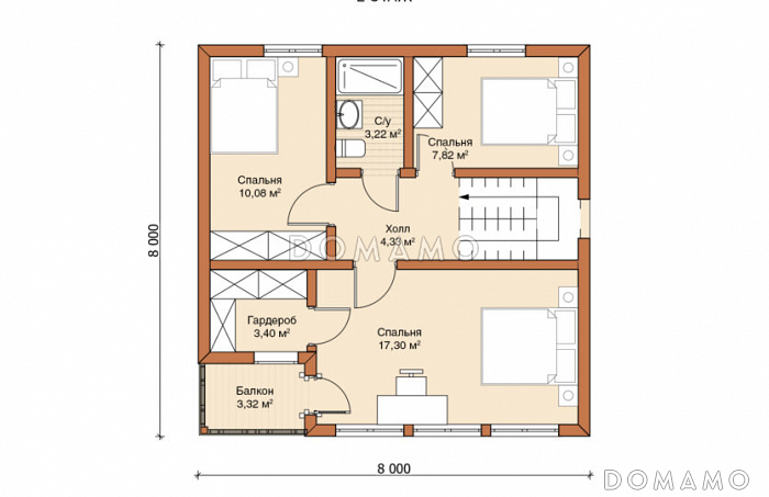 Каркасный дом "Копенгаген" / План 2 этажа
