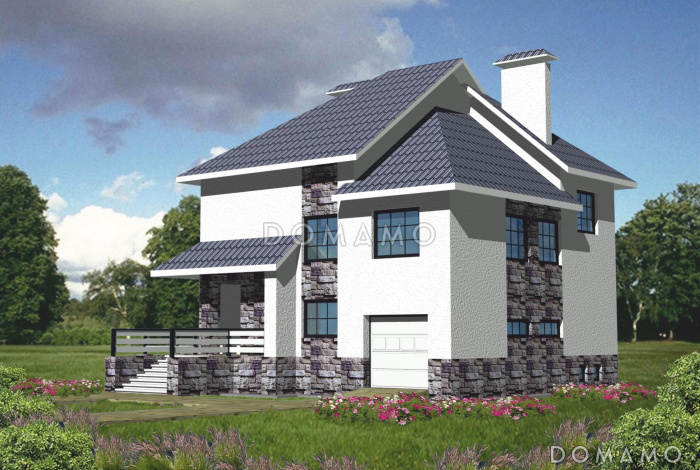 Проект дома из кирпича с небольшой кухней