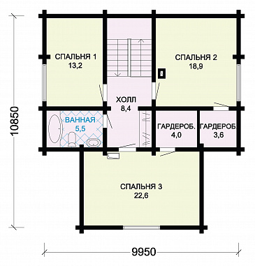 Проект дома с мансардными окнами / План мансардного этажа