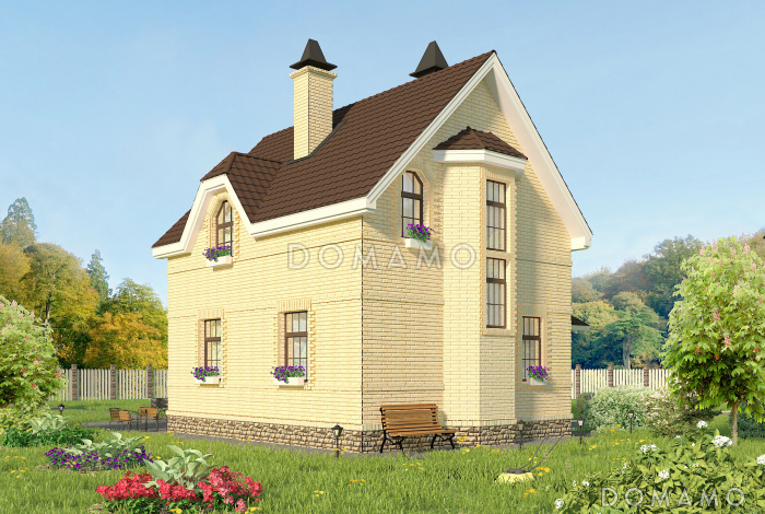 Проект лаконичного полутораэтажного коттеджа из кирпича