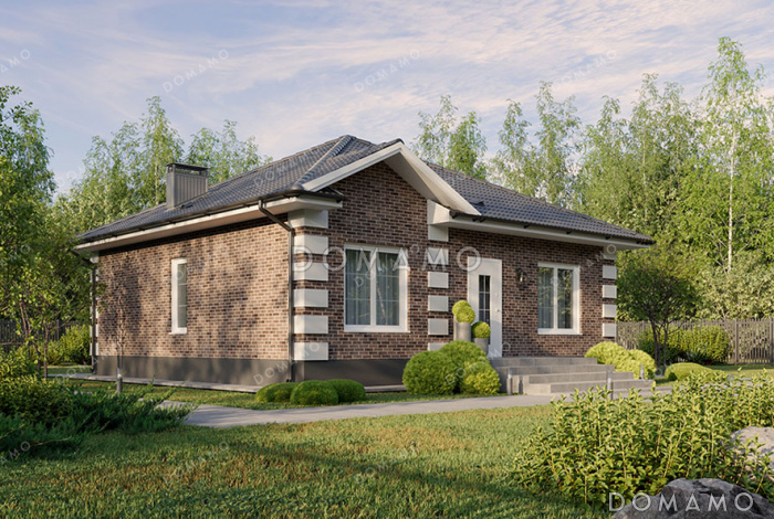 Проект маленького одноэтажного дома с тремя спальнями, котельно, санузлом и кухней