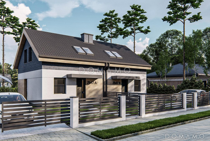 Проект двухсемейного дома из газобетона с тремя спальнями на мансарде