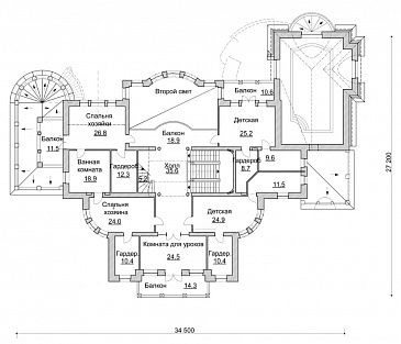 Проект представительного особняка / План 2 этажа