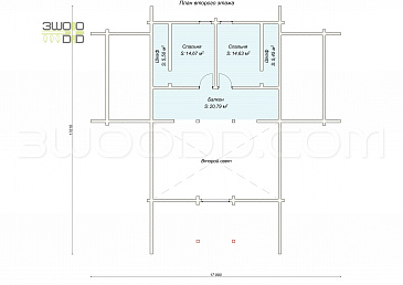 1668 - дом из клееного бруса с большой гостиной и 4 спальнями / План 2 этажа