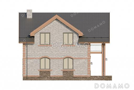 Проект компактного дома с мансардой, 4 спальнями и большим балконом / Фасад 2