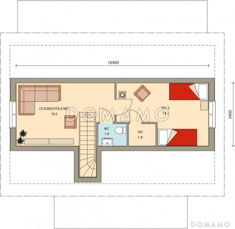 Проект двухэтажного каркасного дома / План мансардного этажа