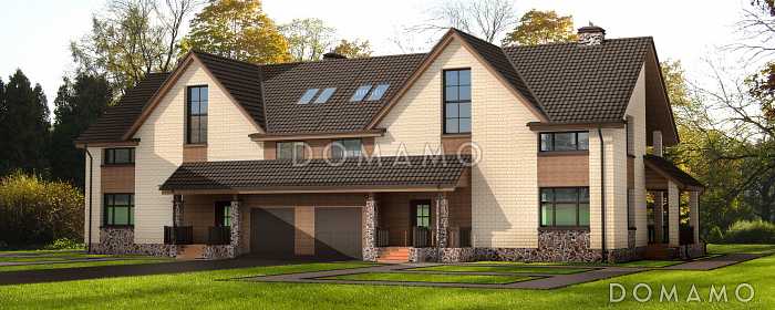 Загородный дом для большой семьи с функциональной планировкой, гаражом, барбекю на террасе