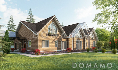 Проект большого одноэтажного дома с мансардой и гаражом на два автомобиля