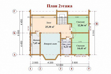 Проект дома из клееного бруса с мансардными окнами / План мансардного этажа