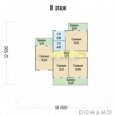 Проект каркасного дома с хозяйственной комнатой на первом этаже / План 2 этажа