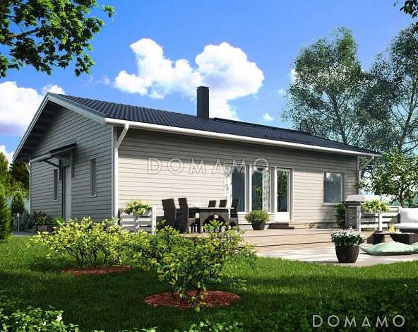 Проект современного каркасного дома с двускатной крышей