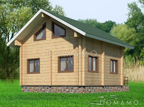 Проект дачного дома с мансардой до 100 м. кв. из клееного бруса