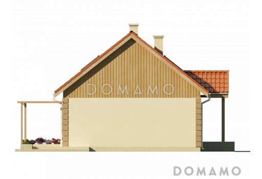 Проект одноэтажного мансардного дома из кирпича с камином в центральной части дома / Фасад 3