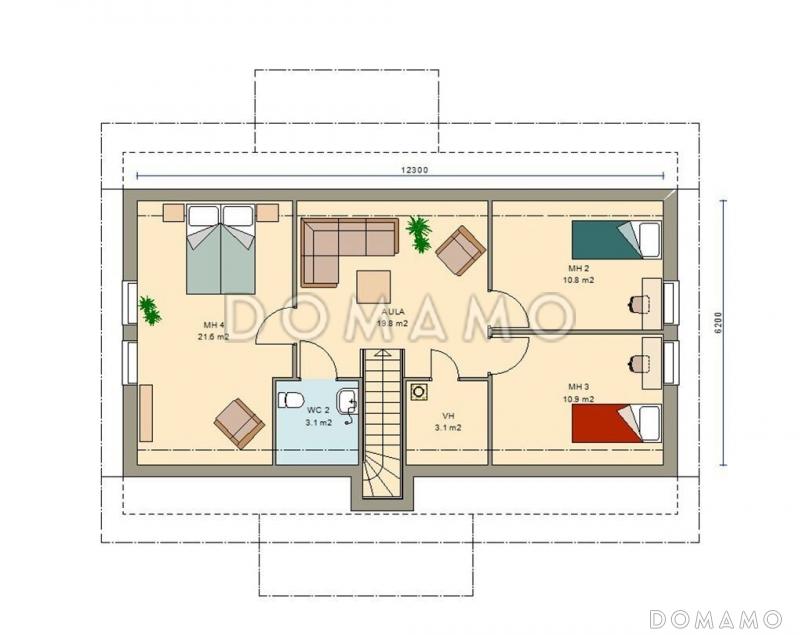 Проект каркасного дома с тремя спальнями на мансардном этаже / План мансардного этажа