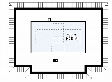 Проект одноэтажного дома из газобетона с тремя спальнями и комнатой на мансардном этаже / План мансардного этажа