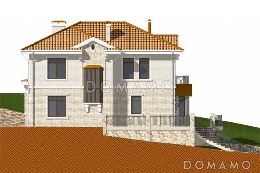 Проект дома из газобетона для неровных участков / Фасад 4