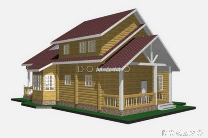 Проект дома из клееного бруса с мансардными окнами