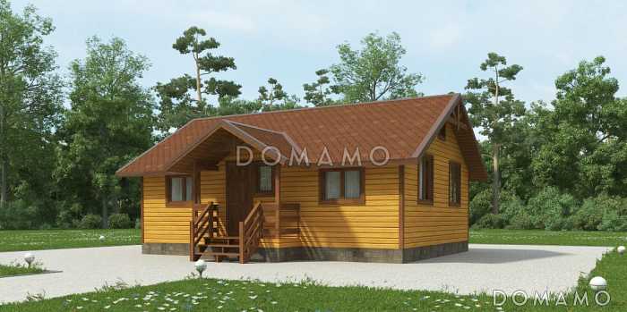 Проект одноэтажного компактного дома из бруса