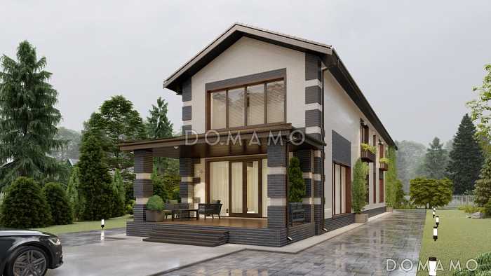 Проект двухэтажного дома из керамоблоков для узкого участка
