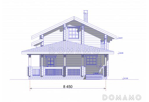 Проект коттеджа с большой верандой / Фасад 1