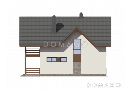 Проект загородного дома из SIP панелей с тремя спальными комнатами на мансардном этаже / Фасад 3