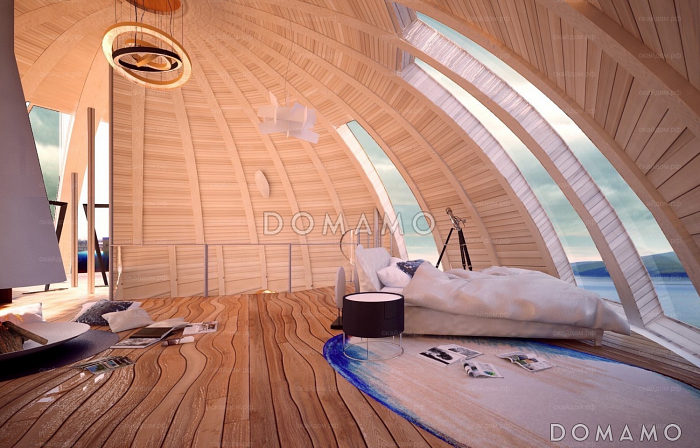 Проект купольного дома с 4 спальнями и видовой гостиной