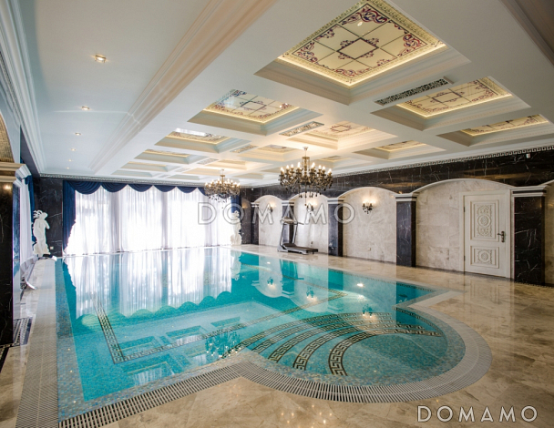 Проект роскошного дома из клееного бруса с бассейном и огромной гостиной