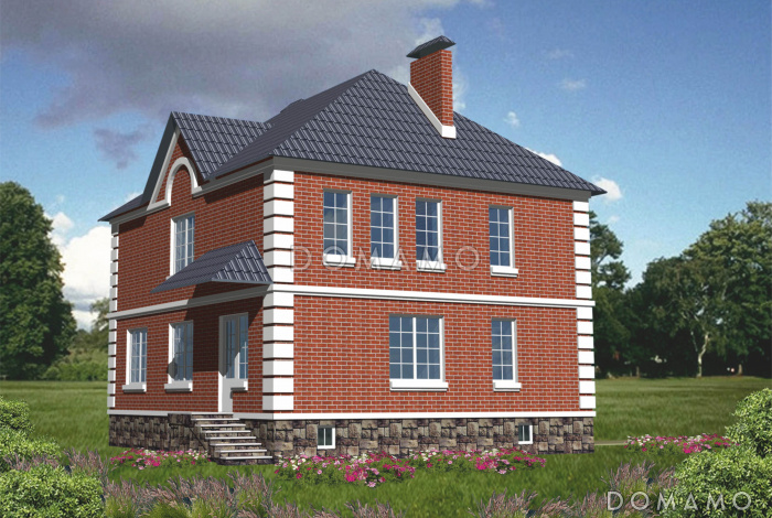 Проект двухэтажного дома с цокольным этажом и мансардой