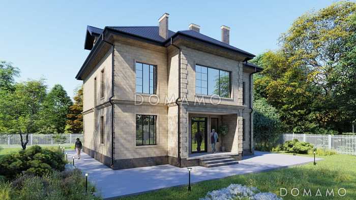 Проект дома с 4 спальнями на мансарде, кабинетом, изолированной кухней и просторной гостиной-столовой