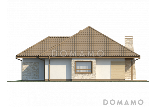 Проект одноэтажного дома с эркером и гаражом из кирпича со свободной планировкой мансардного этажа / Фасад 3