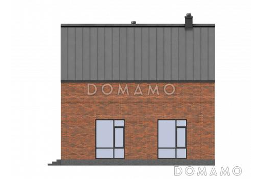 Проект загородного дома с тремя санузлами, гостиной с камином, кладовой у крыльца / Фасад 4