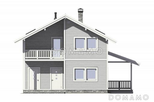 Проект дома с просторной террасой / Входной фасад