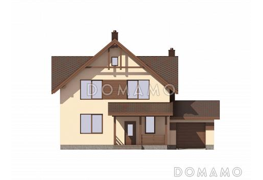 Проект двухэтажного газобетонного дома c пристроенным гаражом и котельной / Фасад 2