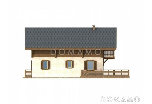 Проект каркасного дома с большим балконом на мансардном этаже / Фасад 1