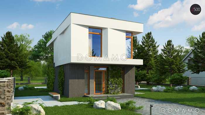 Проект двухэтажного дома из газобетона в стиле кубизм с балконом