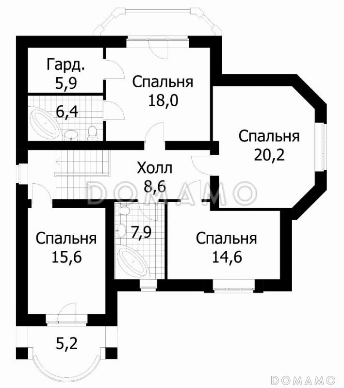 Проект шестикомнатного жилого дома / План 2 этажа