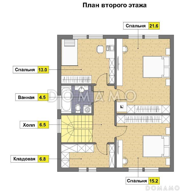 Проект дома 8 на 10 из пеноблоков с мансардой / План 2 этажа