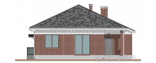 Проект одноэтажного дома из газобетона на две семьи / Фасад 2