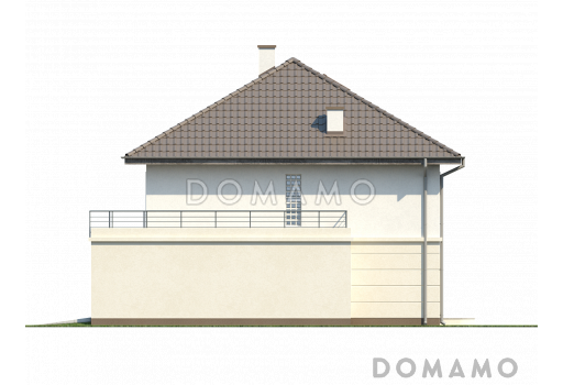 Проект современного просторного двухэтажного дома из газобетона с гаражом и террасой над ним / Фасад 2