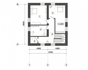Проект дома с верандой и мансардным этажом / План мансардного этажа