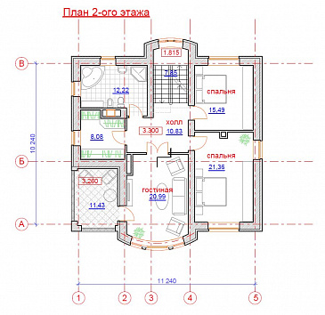 Проект дома с предусмотренной котельной на цокольном этаже / План 2 этажа