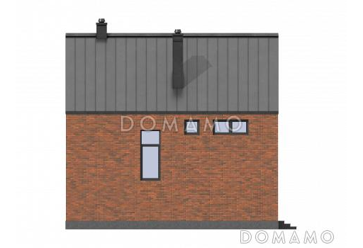 Проект загородного дома с тремя санузлами, гостиной с камином, кладовой у крыльца / Фасад 2