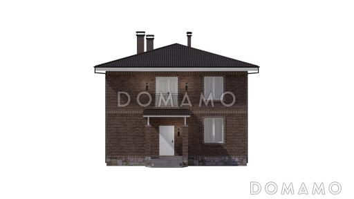 Проект двухэтажного дома с просторными террасой и гостиной-столовой / Фасад 2