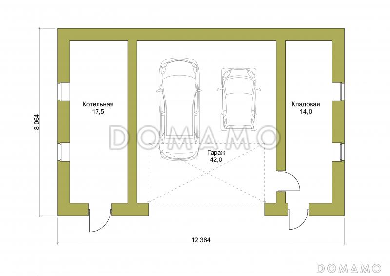 Гараж для машины и квадроцикла / План 1 этажа