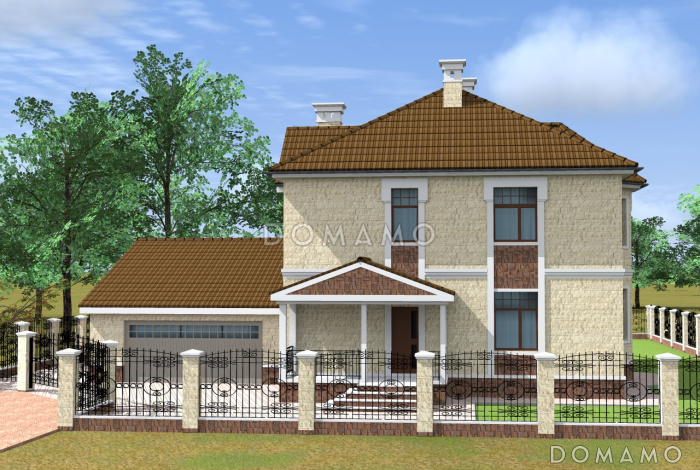 Проект дома в классическом стиле с гаражом