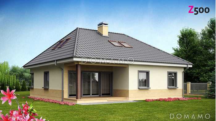 Проект большого одноэтажного мансардного дома из газобетона с тремя спальнями на каждом этаже