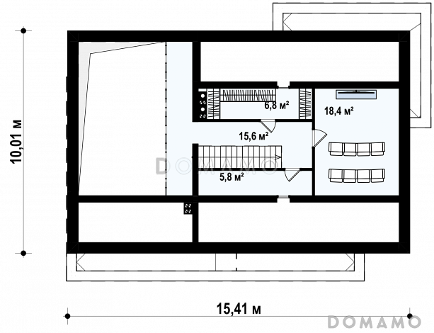 Проект дома из газобетона в стиле барнхаус с кабинетом, комнатой отдыха и увеличенной котельной / План мансардного этажа